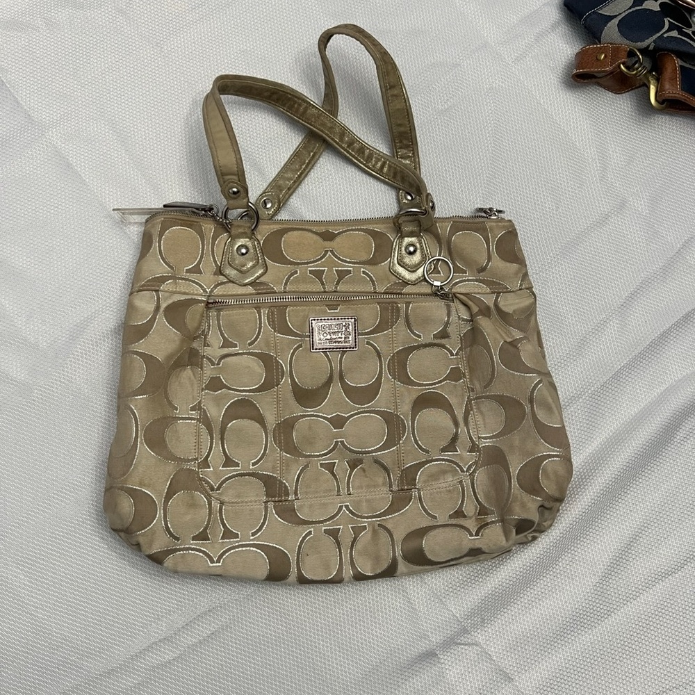 Poppy Coach Beige Signature Tote Bag